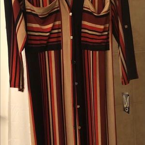 Striped dress with front buttons & belt. Size 2X.